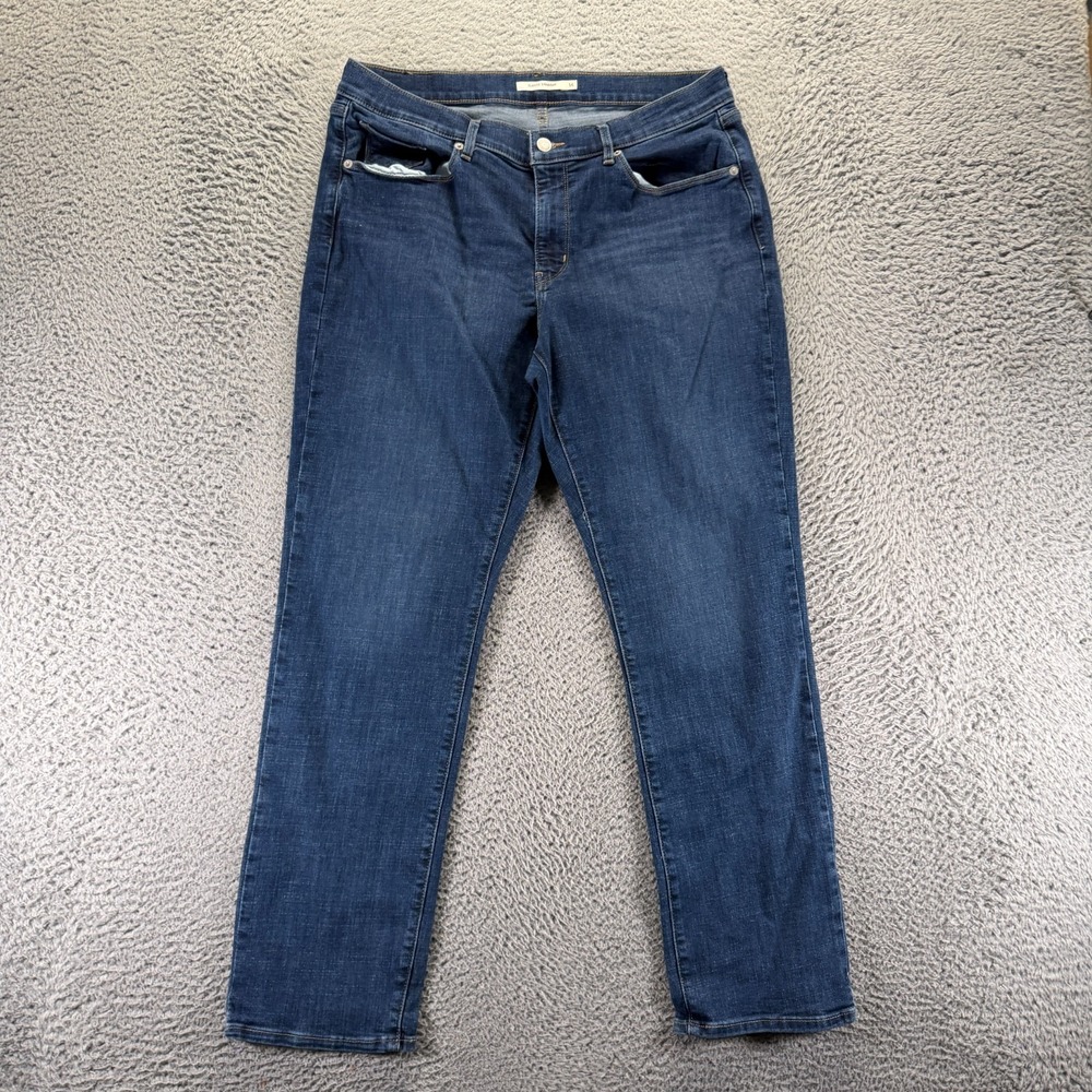 Levi's Jeans Womens 14 Blue Cotton Denim Straight Classic Workwear Faded Stretch